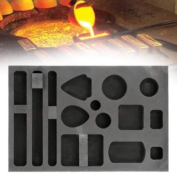Moule en Graphite 1 Pce pour Couler Or Argent Aluminium Cuivre Laiton, Ornements Métalliques de Haute Pureté Bricolage Fusion Raffinage, Lingotière de Formes Variées (14 Trous - J)