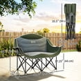 thumbnail image 3 of Outsunny Chaise de Camping Double, Chaise de Camp Rembourrée avec Porte-Gobelets, Vert Foncé, 3 of 10