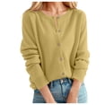 thumbnail image 1 of WomenCardigan Sweater Classic Sweatshirt Women Crew Neck Button Collar Short Sleeve Cardigan Knit Front Open, 1 of 4