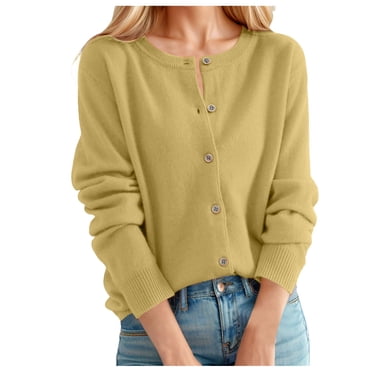 Women'S Cardigan Sweater Classic Crew Neck Button Collar Knit Front Open Women'S Cardigan S