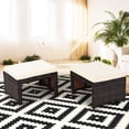 thumbnail image 1 of Costway Lot de 2 Poufs en Rotin pour Patio avec Coussin, Repose-Pieds, Mobilier, Blanc, 1 of 10