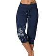 thumbnail image 1 of Gros Rabais! Georges Pantalons de Randonnée Joggers Femme Mode Cordon Poches Taille Élastique Capris à Imprimé, 1 of 6