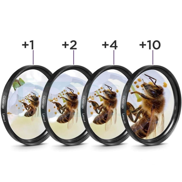 pitrice Trousse de Filtres Gros Plan +1 +2 +4 +10 Ensemble d'Objectifs pour Appareils Photo Numériques 62 mm