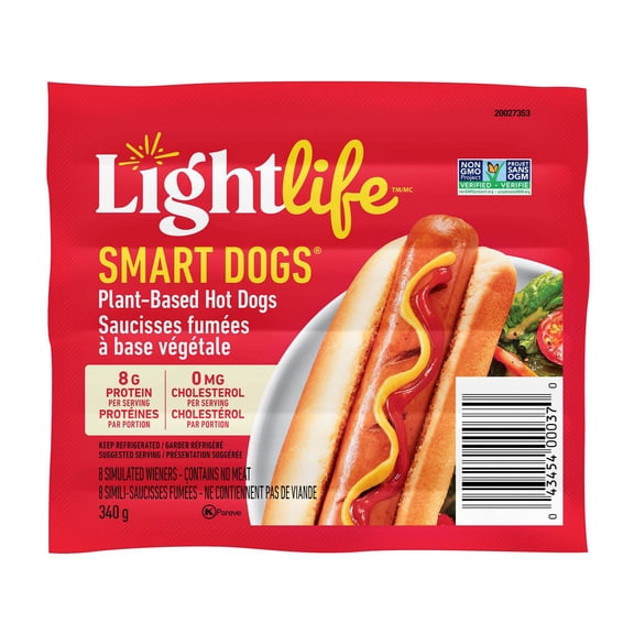 Saucisses fumées végétaliennes à base végétale Smart Dogs Lightlife 340g