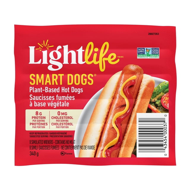 Lightlife Smart Dogs Plant-Based Vegan Hot Dogs, 340 g
