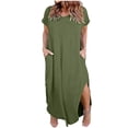 thumbnail image 2 of Neewe Robe T-Shirt Décontractée pour Femme Grande Taille à Col en V à Manches Courtes Robes Évasées Fête d'Anniversaire Été Voyage Plage avec, 2 of 5