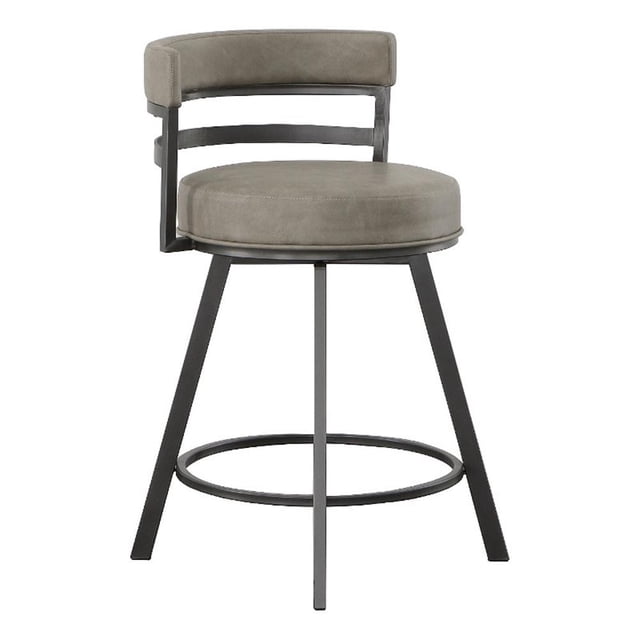 Tabouret de Comptoir Pivotant en Métal Gene et Similicuir Gris