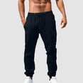 thumbnail image 3 of Mens Casual Linen Pants Loose Fit Elastic Drawstring Waist Straight-Legs Summer Yoga Beach Long Pants, 3 of 5