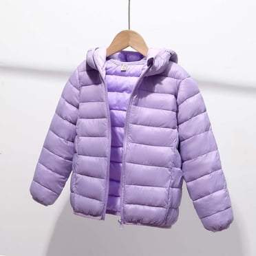 MKOSPLRT Puffer Jackets for Children Boy Girl Warm Winter Quilted Coats Full Zip Hooded Down Jackets Solid Thicked Outerwear with Pocket