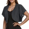 thumbnail image 1 of Women's Solid Short Sleeve Cropped Chiffon Cardigan - Open Front, Stylish, Daily Wear, 1 of 3