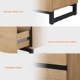 thumbnail image 4 of WAMPAT 6-Drawer Dresser, 63" Wide Storage Chest with Metal Base, Modern Wood Kids Dresser, Bedroom/Living Room/Hallway Use, Oak, 2 Pack, 4 of 7