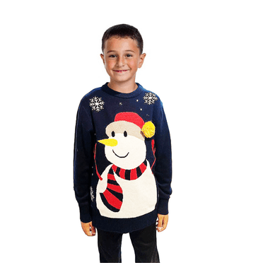 Boy Snowman Sweater With a Pompom Boy's Ugly Christmas Sweater