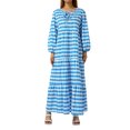 thumbnail image 1 of Faithtur Femmes Géométrique Imprimé Longue Robe V-Cou Puff Robe de Mode en Vrac pour le Printemps, l'Été, 1 of 9