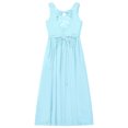 thumbnail image 4 of YUUMIN Robe de Fête Élégante en Chiffon Perlé Sans Manches Froncée Col en V Robe de Demoiselle d'Honneur Bleu Clair 16, 4 of 5
