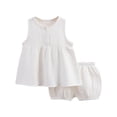 thumbnail image 1 of vdgthytj Vêtements d'Été pour Bébé Filles Mignon Col Rond Sans Manches Chemise et Shorts Ensemble 2 Pcs, 1 of 7