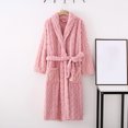 thumbnail image 2 of Timegard Bathrobe for Women Fuzzy Button down V Neck Robe Fleece Warm Long Sleeve Pajamas with Pockets, 2 of 9