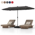 thumbnail image 1 of Patiojoy 13 FT Patio Umbrella Double-Sided Market Umbrella with 36 Solar-Powered LED Lights Cross Base Included Gray, 1 of 10