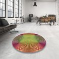 thumbnail image 4 of Ahgly Company Tapis Rond Lavable en Machine Intérieur Transitionnel Vert Pistache, 5 Pieds Rond, 4 of 7