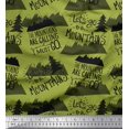 thumbnail image 1 of Soimoi Green polyester Crepe Fabric Mountains & Text Decor Fabric Printed Yard 52 Inch Wide, 1 of 5
