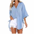 thumbnail image 1 of Birdeem T-Shirt Décontracté Mode Femme Col en V Manches Courtes Ample, 1 of 5