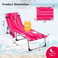 thumbnail image 3 of Gymax Chaise Longue Pliante d'Extérieur à 5 Positions avec Ouverture pour le Visage et Repose-Pieds Réglable, Rose à Rayures, 3 of 10