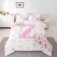 thumbnail image 2 of Erosebridal Initial Z Letter Bedding Queen Comforter Set, Floral Monogrammed Down Comforter, Initial A-Z Decor, Reversible, 2 of 8