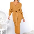 thumbnail image 1 of QIPOPIQ Robes pour Femmes pour Invitée de Mariage Fête Manches Courtes Nouvelle Robe d'Automne et d'Hiver d'Été Aguichant à Col en V à Nouer Robes à Manches Longues Offres 2023, 1 of 7