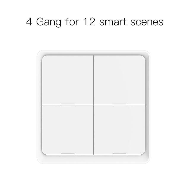 Mistaha Wireless Scene Switch Push Button Smart Switch Wall Panel Battery Powered Tuya/ Smart Life APP Remote Control for Smart Home Devices(ZigBee Hub Required), White 4 Gang
