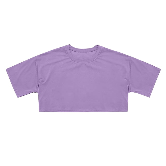 Crop Tops For Girls Short Sleeve Shirt Girls Summer Tops Neck Slim Fit Tops Basic Tee