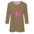 thumbnail image 4 of Jsaierl Hauts Graphiques Ruban Rose pour Femmes T-Shirts Cancer du Sein Manches 3/4 Col Rond Pull Lutte contre le Cancer Blouses d'Octobre, 4 of 5