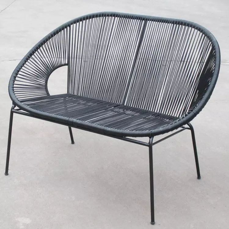Acapulco Bench, Black Frame, outdoor bench.