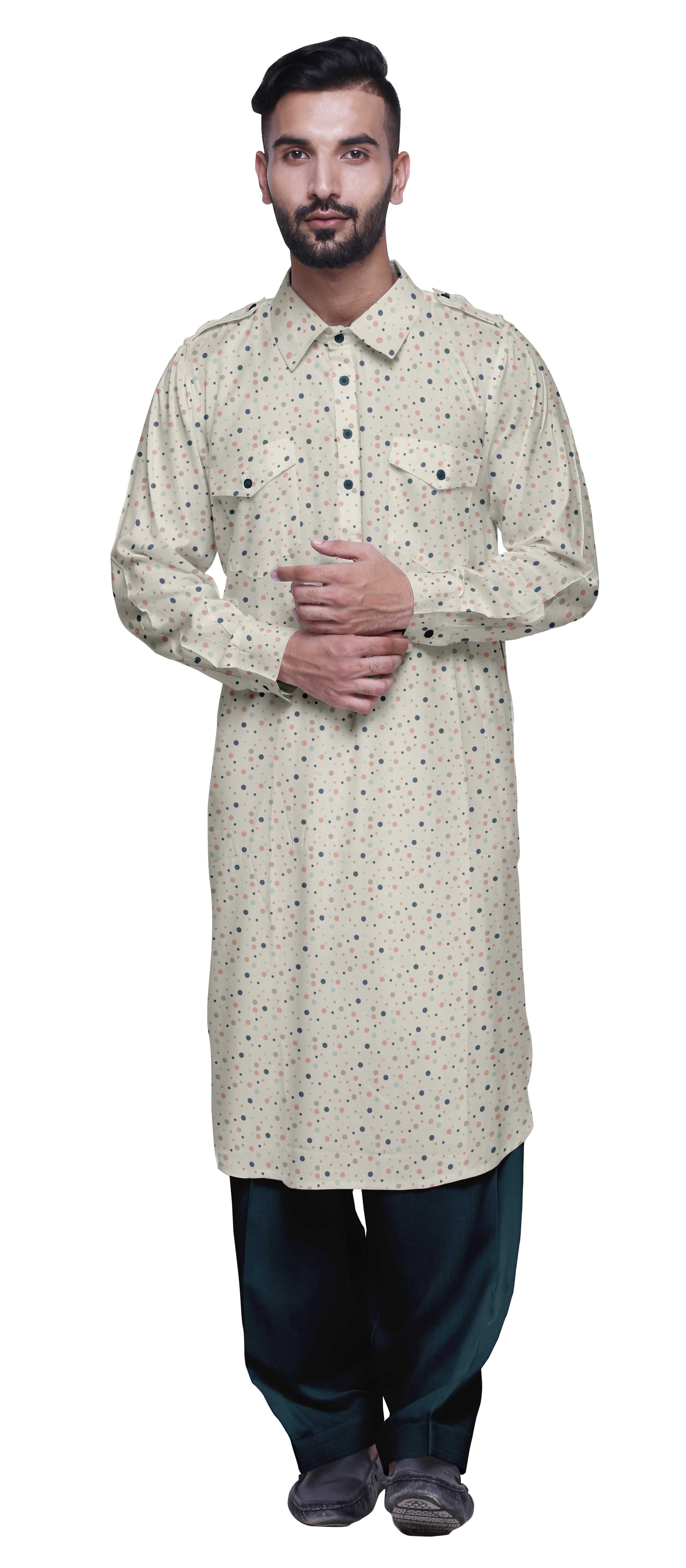 Atasi Kurta Pathani en Rayonne Imprimée avec Salwar Uni pour Tenue de Fête pour Hommes