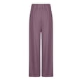 thumbnail image 4 of LSLJS Women's Spring and Solid Color Casual Stretch Waist Pocket Wide Leg Pants, 4 of 6