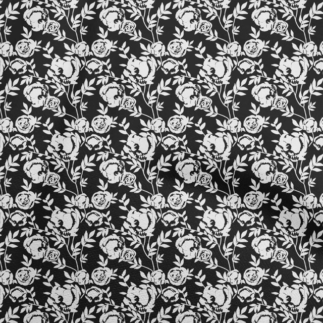 oneOone Velvet Black Fabric Floral Sewing Material Print Fabric By The Yard 58 Inch Wide