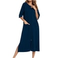 thumbnail image 1 of Zip Up Robe for Women Long Housecoat Soft Nightgown with Pockets, 1 of 6