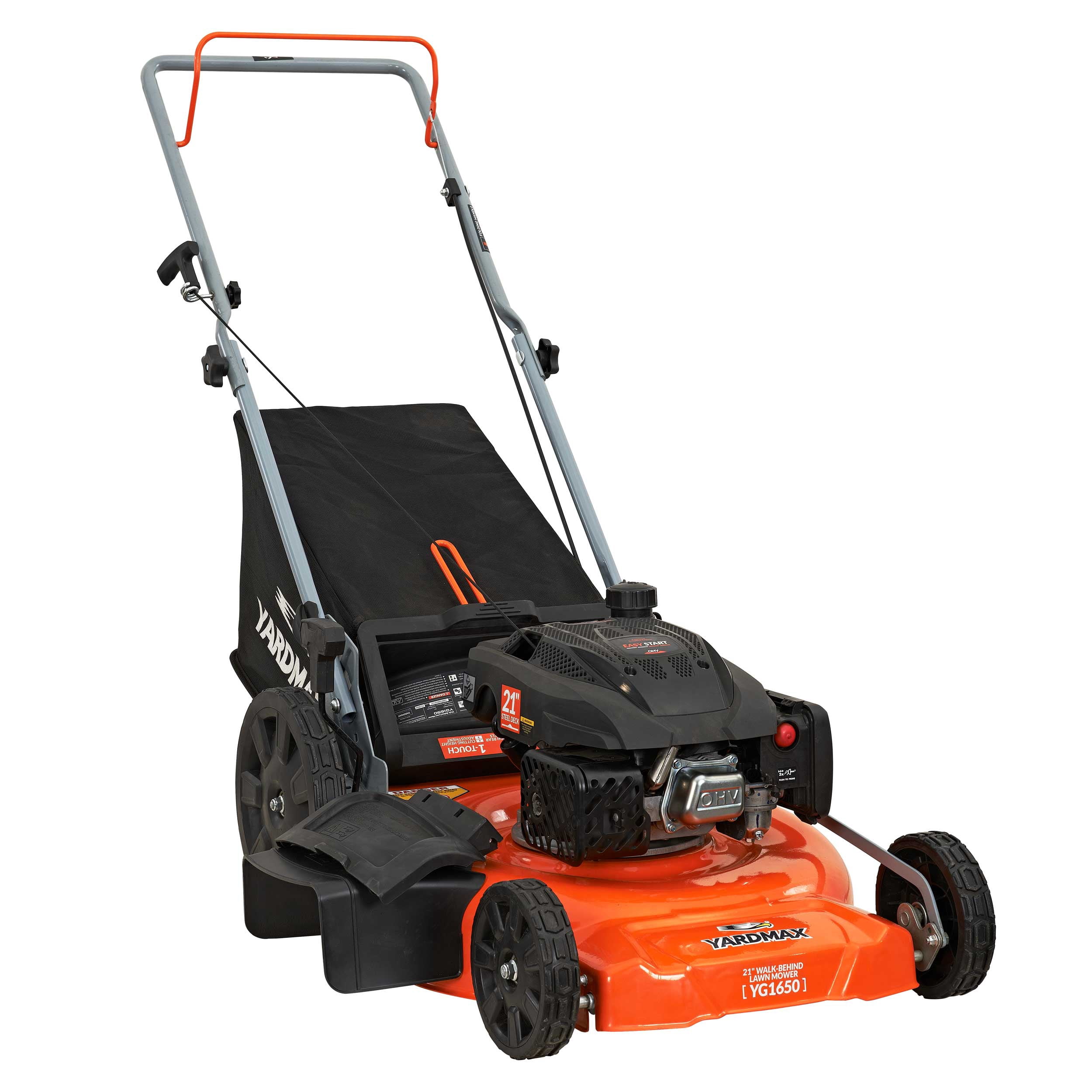 Yardmax YG1650 21" 170cc Gas Powered Push Walk-Behind Lawn Mower, 3-in-1, High Rear Wheels