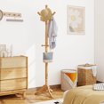 thumbnail image 4 of Costway Solid Rubber Wood Coat Rack with 3 Adjustable Heights and 11 Hooks for Hallway Natural, 4 of 10