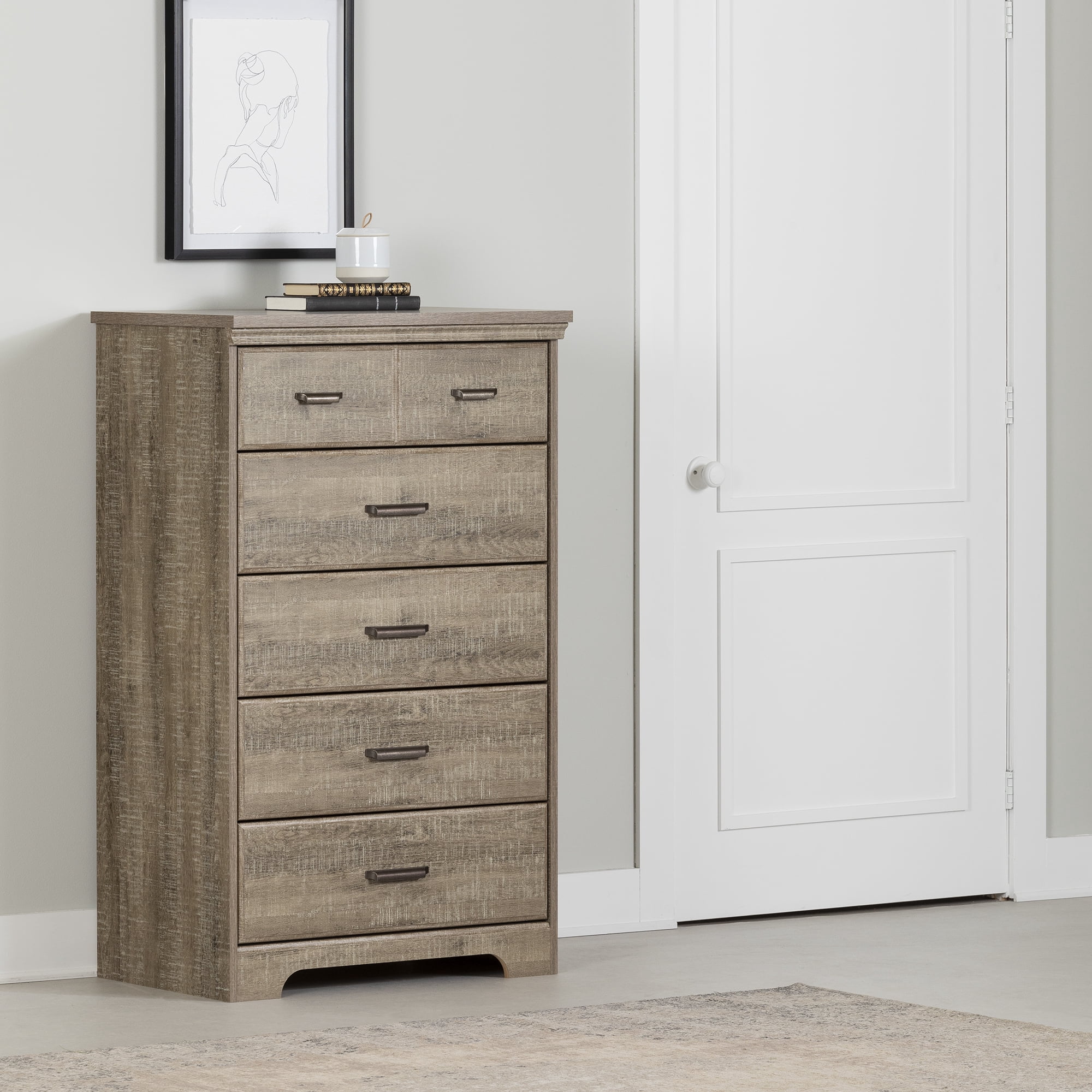 South Shore Versa 5-Drawer Chest for Adult, in Weathered Oak