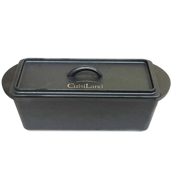 Cuisiland Moule Rectangulaire en Fonte pour Pain, Robuste 11x4.75x4,25 Pouces (14"L/poignées) avec Couvercle (BLP137)