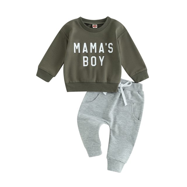 Honganda Toddler Boys 2Pcs Pants Sets Long Sleeve Letter Print Sweatshirt Tops and Drawstring Pants Sets