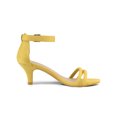 thumbnail image 3 of BLISSFUL STEP Women's Shoes Faux Suede Ankle Strap Kitten Heel Slide Straps Solid Sandals  Yellow 6, 3 of 8