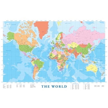 2400-1271 - Affiche Carte du Monde 36X24 Pouces