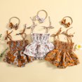 thumbnail image 2 of Gupgi Barboteuses Florales pour Bébé Fille Bretelles Ajustables à Nouer Combinaisons à Volants, 2 of 8
