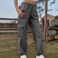thumbnail image 2 of Timegard Pantalon Cargo pour Femmes Taille Haute à Bas Resserré, Léger, de Randonnée, Pantalon Uni avec Poches, 2 of 5
