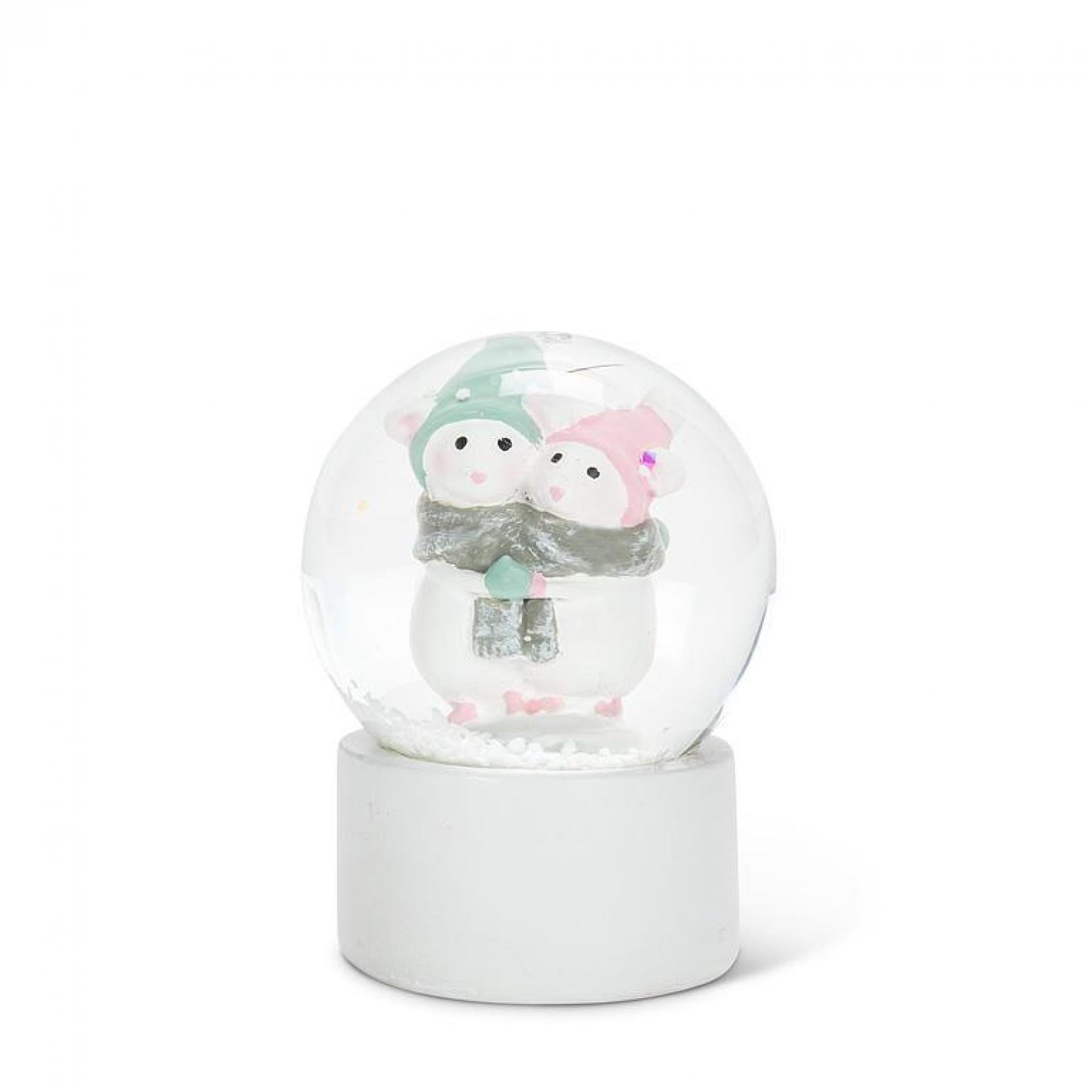Set of 4 Hugging Winter Mice Mini Snow Globe