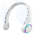 thumbnail image 2 of Innovative Bladeless Neck Fan - USB Rechargeable, Ultra-Quiet Hanging Sports Cooler with Colorful LED Lights, Portable Hands-Free Design for Indoor/Outdoor Use - F8 Purple Model, 2 of 6