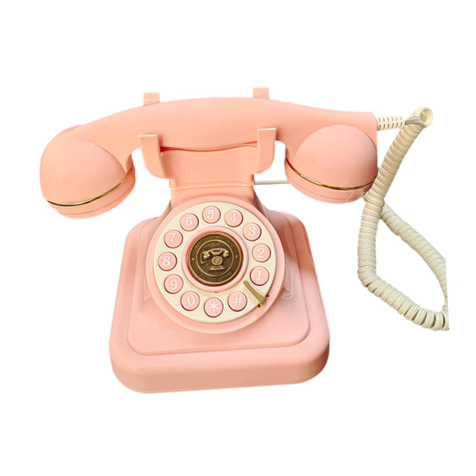 Luzkey Audio Guest Book Wedding Phone Message er Phone Old Fashioned Decorative Retro Design Table Telephone for Birthday Decor Pink