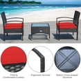 thumbnail image 4 of Costway Ensemble de Mobilier de Terrasse en Rotin Osier 3 Pcs Table Basse et 2 Chaises en Rotin avec Coussin, 4 of 8