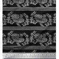 thumbnail image 1 of Soimoi Poly Georgette Fabric Stripe,Leaves & Hen Block Print Fabric by The Yard 52 Inch Wide, 1 of 3