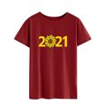 thumbnail image 2 of Débardeurs d'Été Grande Taille pour Femmes Mode Manches Courtes Col Rond T-shirt 2021 Haut Imprimé T-shirt Col en V Femmes en Liquidation, 2 of 5